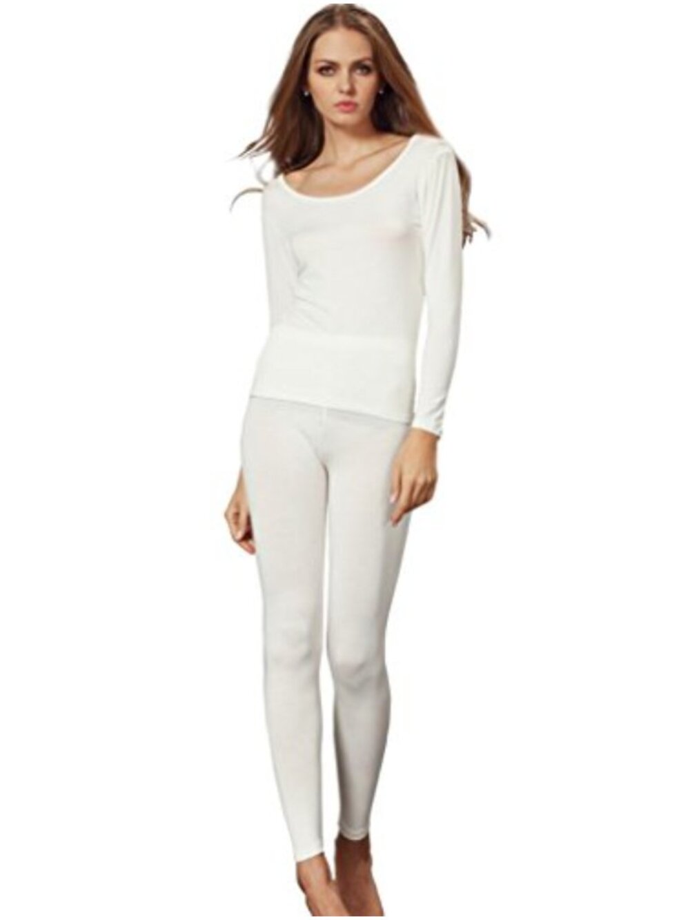 Women's Scoop Neck Thermal Underwear Set Ultra Thin Long Johns